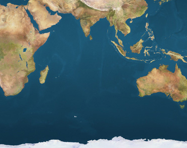 An aerial view of the Indian Ocean.